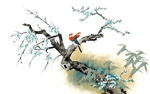 手绘梅花新中式工笔画素雅梅花