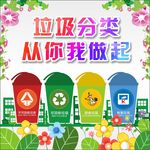 最美的美丽花朵垃圾分类海报