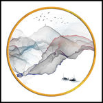 山水水墨精品画TIF分层