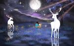 手绘梦幻麋鹿壁画背景墙装饰画图