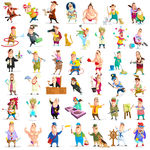 手绘不同职业漫画卡通人物