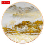 新中式金色山水玄关画