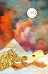 创意时尚山水抽象水彩油画装饰画