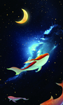 手绘大鱼星空装饰画