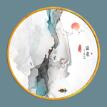 挂画 线条山水画 TIF分层画