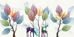 北欧树叶麋鹿组合装饰画图片