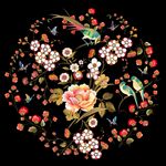 工笔花鸟团花