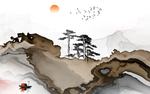 精品线条水墨墙画 TIF分层