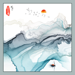 现代装饰水墨墙画 TIF分层