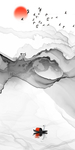玄关装饰水墨墙画 TIF分层