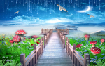 美丽梦幻海景沙滩风景画