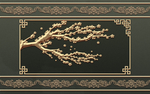 中式梅花山水雕刻背景墙
