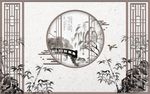 新中式中式竹子花鸟背景墙