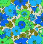 卡通大花 矢量蓝绿花