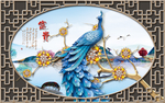 家和富贵浮雕孔雀背景墙装饰画