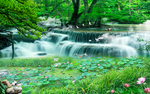 山水瀑布客厅电视背景墙