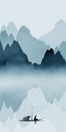 高山山水玄关背景 TIF分层