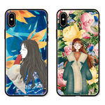 清新花卉女孩插画手机壳