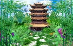 黄鹤楼风景画电视背景墙