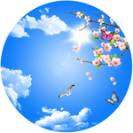 圆形蓝天白云