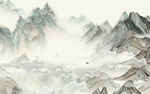 手绘新水墨山水画 TIF分层