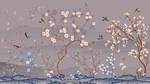手绘工笔花鸟国画中式背景墙壁画