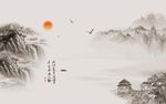简约意境水墨瀑布山水背景墙