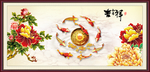 牡丹鲤鱼图