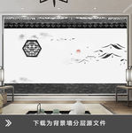 简约房檐复古建筑背景墙壁画