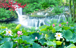 流水荷花背景墙