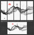 屏风 壁画 隔断 水墨壁纸背景