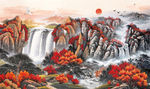 国画山水背景墙