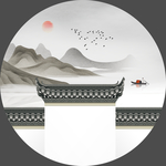 徽派建筑山水装饰画