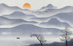 抽象山水背景墙