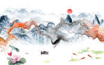 线条中国风山水画 TIF分层