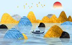 抽象山水背景墙