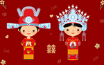 结婚卡通新人红色地毯