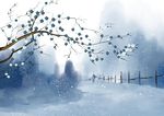 新中式手绘梅花雪景背景墙