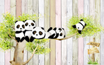 手绘竹林大熊猫儿童房背景墙壁画