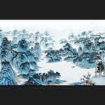 大型高清工笔山水画壁画背景墙