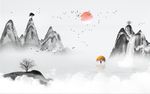 新中式水墨风禅意山水背景墙