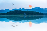 背景素材西湖山水画