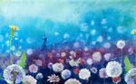 油画风格蒲公英电视背景墙