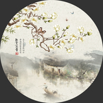玉堂富贵圆形装饰画