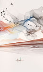 线条禅意山水画 TIF分层
