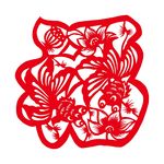 连年有余福字剪纸