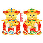 矢量金鼠贺岁鼠年形象门贴