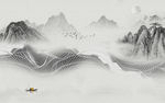 中国风灰色山水画 TIF分层画