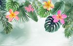 绿叶梦幻花电视背景墙
