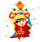 矢量春节舞狮插图
